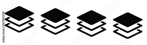 Layers icon set. Layer 1, 2, 3, 4, 5, 6, 7, 8, 9, 10. Logo layers, levels, tiers, sheets icons. Fabric floor layers symbol absorbent of material stack vector. Surface levels technology for business