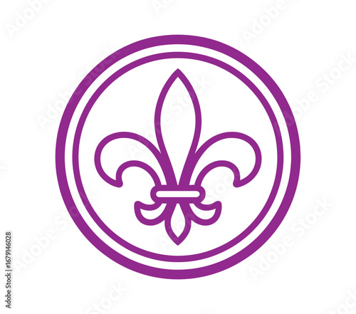 Fleur de lis line icon isolated on white background