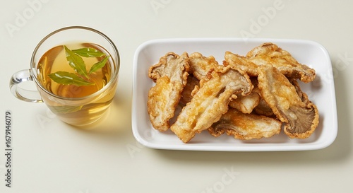 Crispy Fried Mushrooms with Herbal Tea A Delicious and Healthy Snack