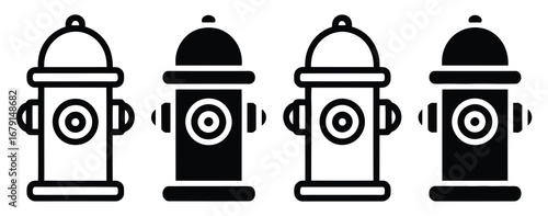 very simple flat and single minimalist Fire Hydrant Cap Silhouettes in black on a white background