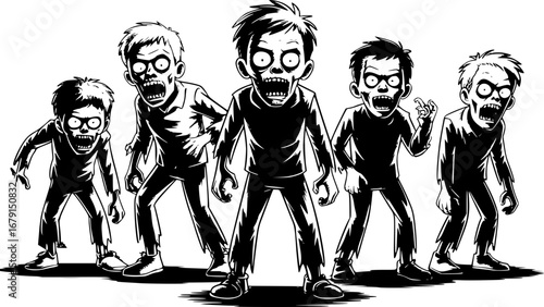 group of young zombies