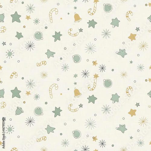 pattern with small festive icons on a cream background, perfect for holiday designs and wrapping paper.
