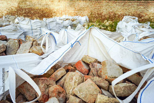 Photos Vintage red brick collection from historic fortress demolition ready for architectural salvage projects