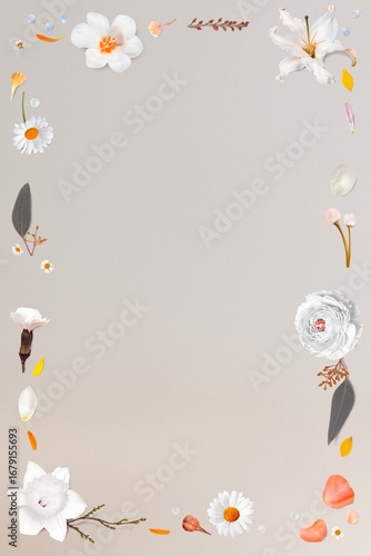 Floral frame background, flowers, botanical