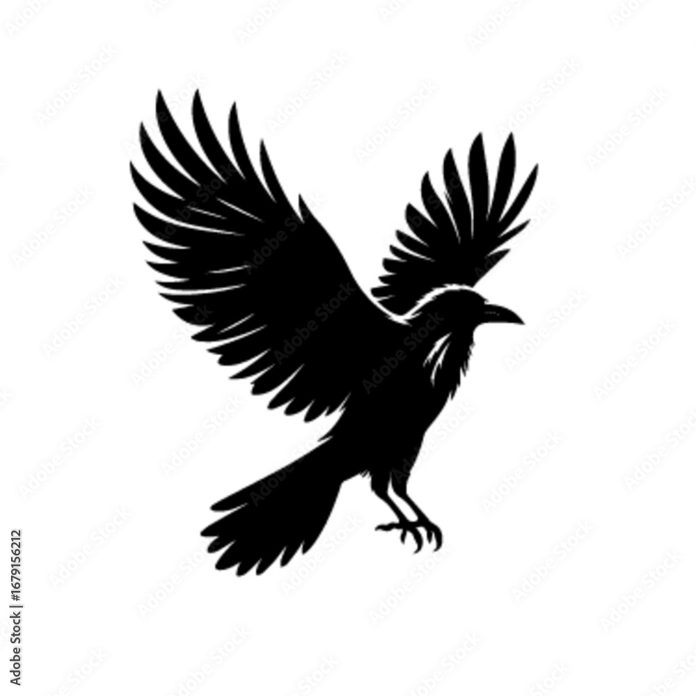 Obraz premium Crow 30 Vector Illustration | Gothic Black Bird Silhouette Artwork