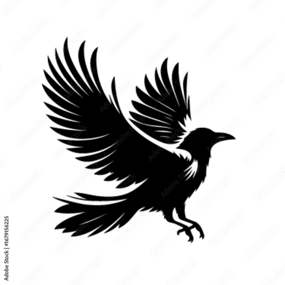 Fototapeta premium Crow 24 Vector Illustration | Black Raven Dark Bird Silhouette