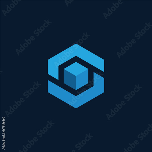 Initial Letter S Hexagon Cube Logo Design Vector Template