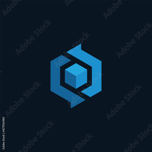 Cube Hexagon Arrows Logo Design Vector Template