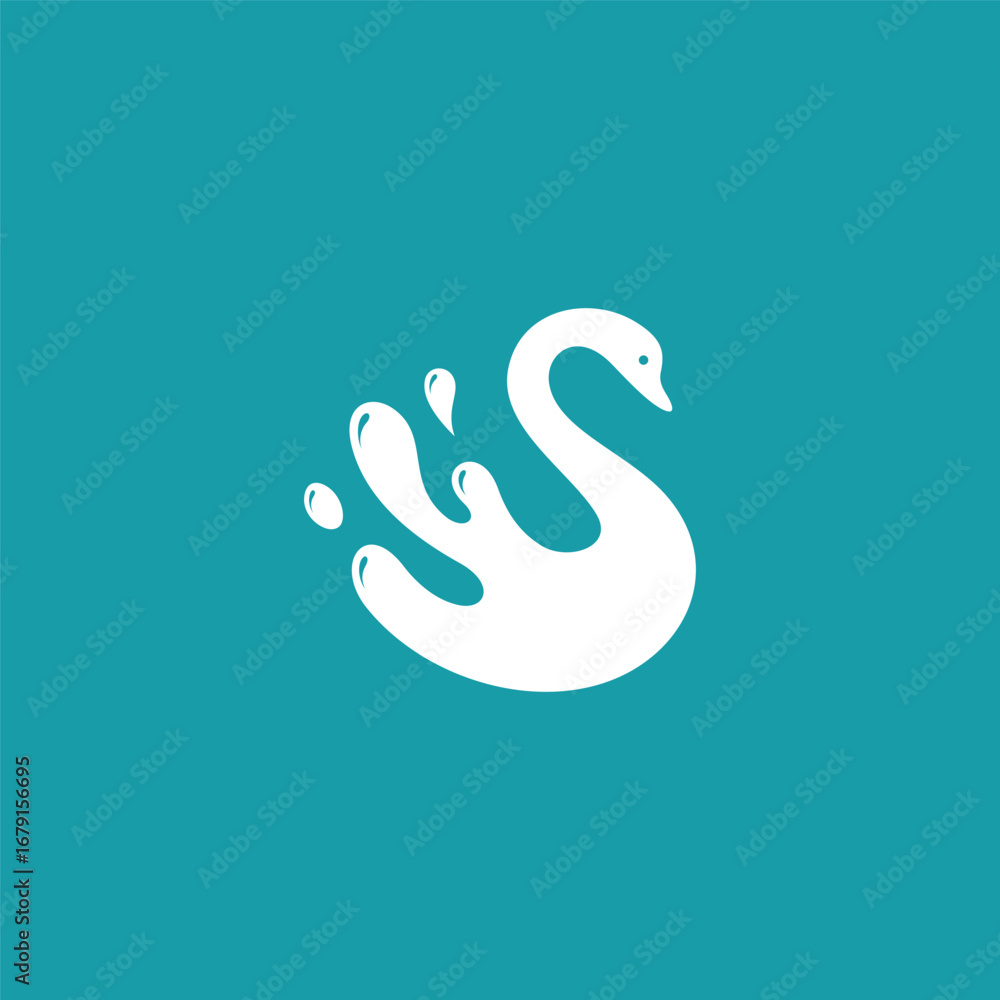 Fototapeta premium Swan Water Logo Design Vector Illustration