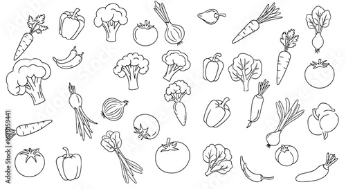 Vegetables illustration for coloring pages. Food drawing, healthy, organic, produce, cooking, meal prep, nutrition, wellness.