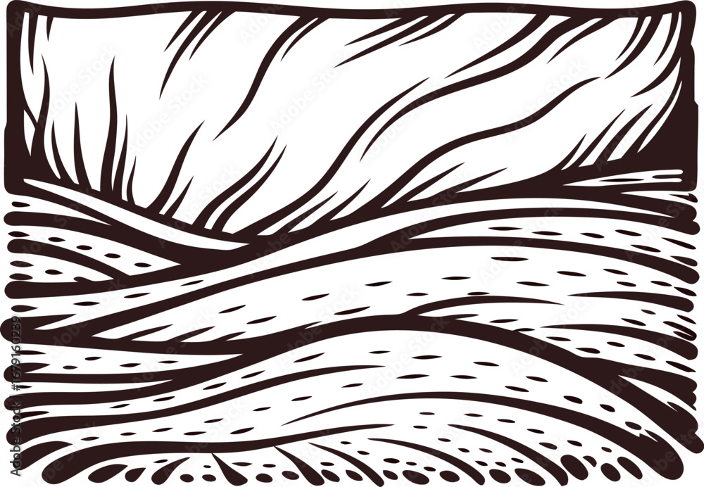 Fototapeta premium Hand drawn engraved illustration of wooden plank with swirling grain pattern and rustic texture