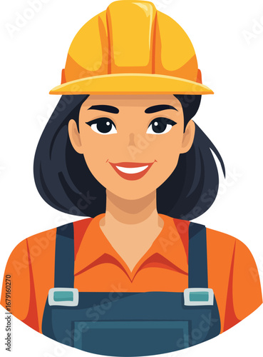 Smiling Female Construction Worker Avatar