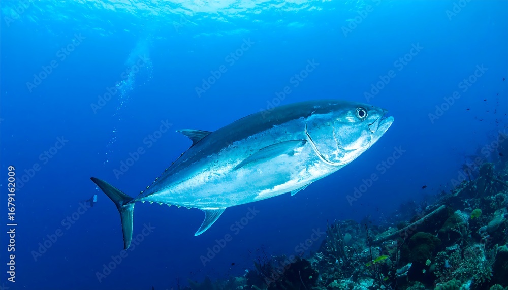Naklejka premium Tuna in deep blue water