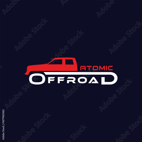 Atomic Offroad - Red Truck Logo Design.