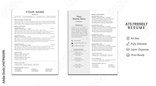 ATS Resume Template | Professional CV | Modern Job Application Design