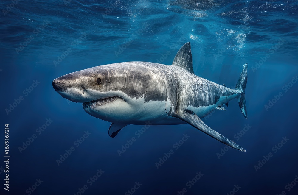 Naklejka premium Great white shark underwater (2)