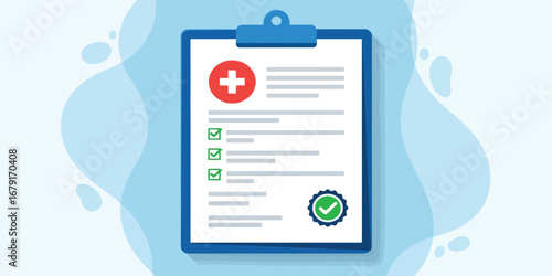 Medical document with checklist and checkmark
