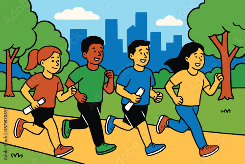 Flat characters jogg .eps