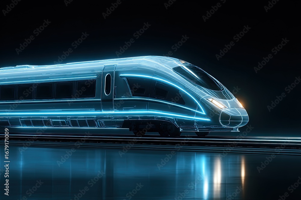 Obraz premium Futuristic train on dark background