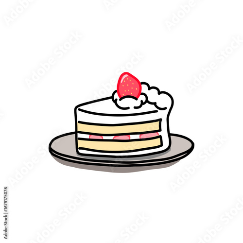 シンプルないちごのショートケーキのイラスト