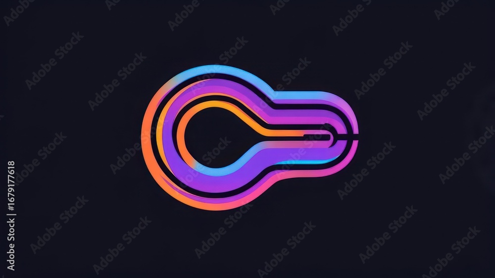 Abstract Neon Shape with Gradient Colors on Dark Background. Modern Design. Abstract Neon Shape with Gradient Colors on Dark Background. Modern Design.
