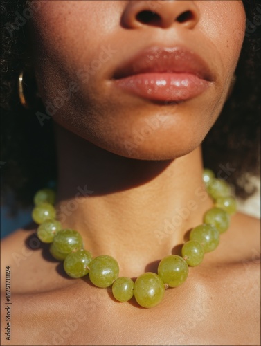 Editorial portrait of Italian woman with Mediterranean beauty and jewelry. Close-up photography with rustic background, inspired by Italian fashion and lifestyle