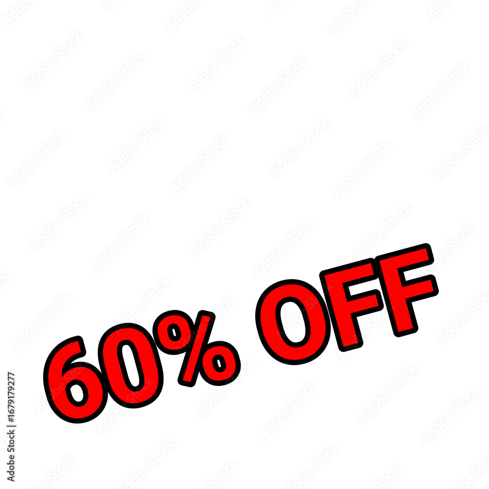 Fototapeta premium 60%オフを強調する赤文字セールデザイン