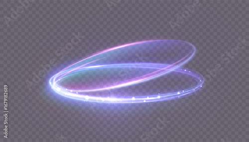 Purple glow effect with glitter magic energy. Magical design for fairy tale illustration. Vortex trail effect. Vector	
