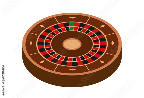 Roulette wheel 3d icon. Vector clipart isolated on white background.