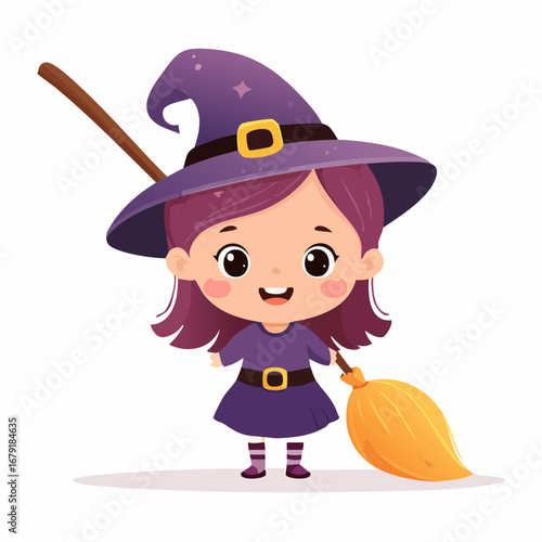 Kawaii Witch Vector Illustration