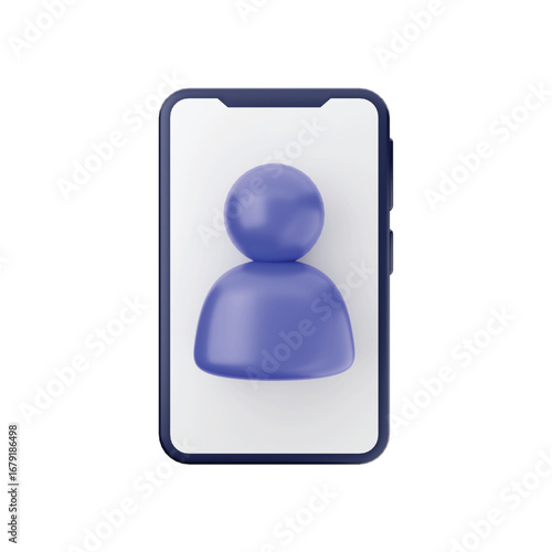 Modern smartphone displaying stylized 3d human avatar icon for user profile and connectivity vector