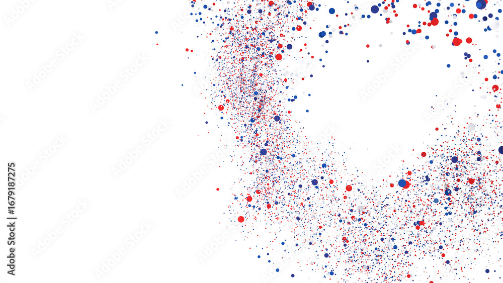 Obraz premium Abstract festive backdrop with red, blue and white confetti. Ideal for celebrations.
