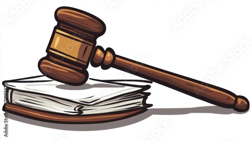 Wooden Gavel Resting on Open Case File with Judge's Tools