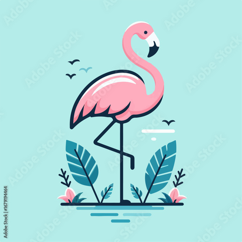 pink flamingo on the water