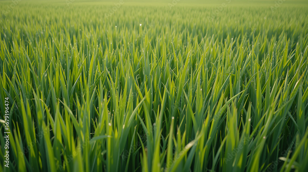 Fototapeta premium Long green grass in the field