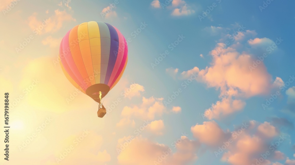 Naklejka premium Colorful Balloons Floating Over Summer Skies