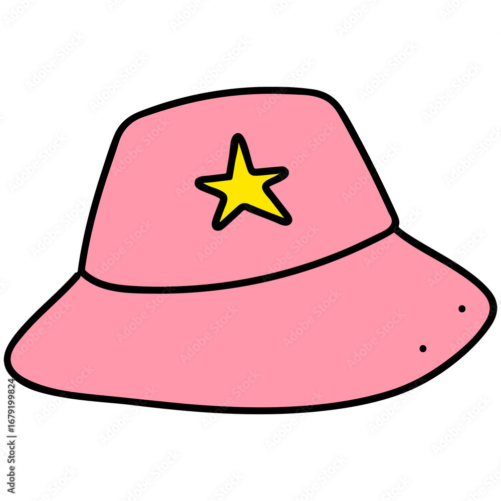 Fototapeta premium Pink bucket hat illustrated design element