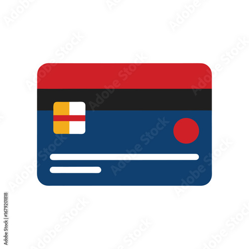 Blue Credit Card Icon with Red and Black Stripes debit card
