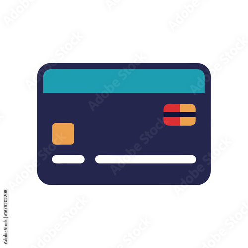 Dark Blue Credit Card Icon with Teal Stripe debit card