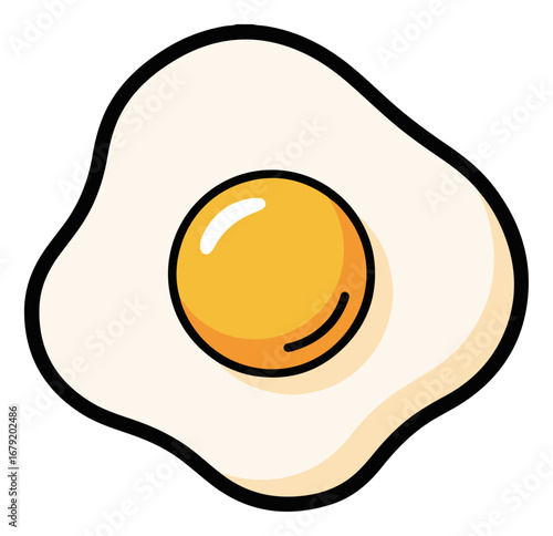 Simple illustration of a fried egg with a yellow yolk.