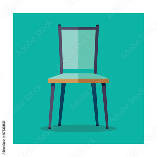 Modern chair with teal background and shadow furniture