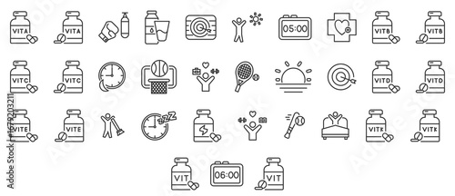 Active Lifestyle Vectors Illustration Icon Outline Set Collection Pack

