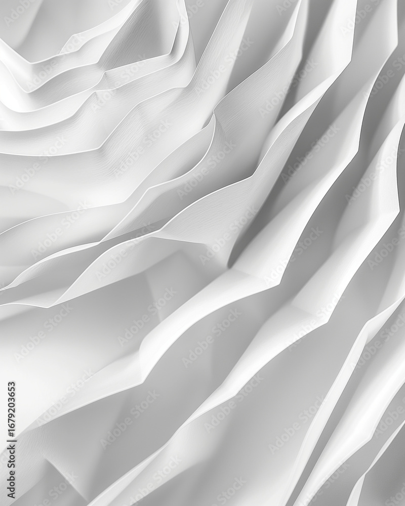 Naklejka premium White abstract paper folds. Minimal 3D textured background for modern design and creative projects.
