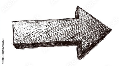 Hand-drawn sketch of a bold right arrow pointing forward in direction