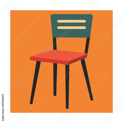 Simple Red and Green Chair On Orange Background furniture