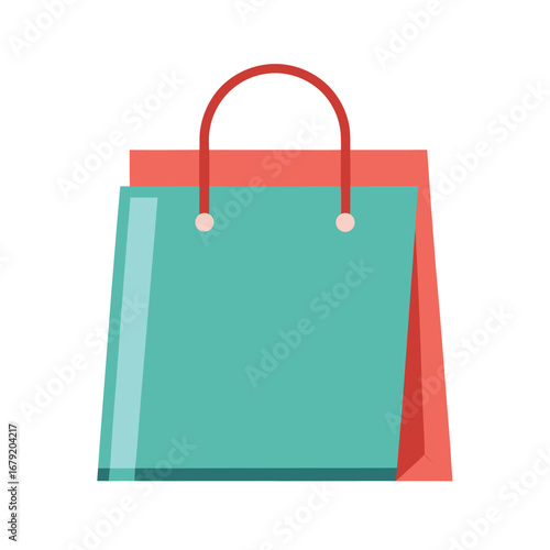 Teal And Coral Shopping Bag Isolated retail commerce