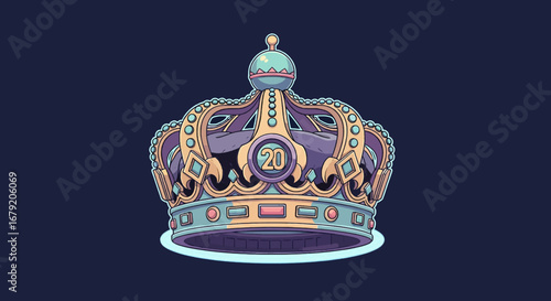 Vintage crown with number 20 in the center design element