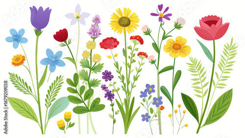 Wallpaper Mural Vector art of watercolor floral illustration with various flowers, leaves, and branches for spring and summer designs Torontodigital.ca