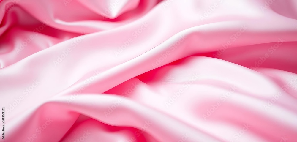 Obraz premium Close-up of luxurious pink satin sheets, soft folds and subtle sheen, delicate, design