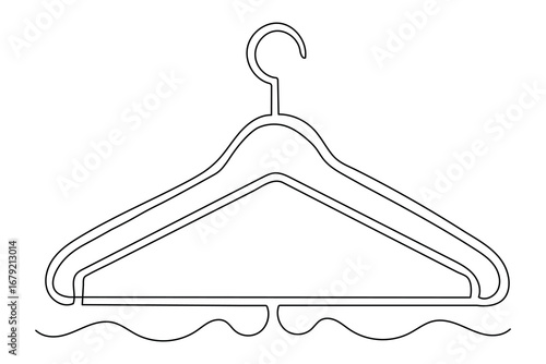 Isolated clothes hangers one line drawing with clean minimal style outline design